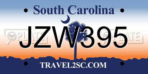 JZW395 South Carolina License Plate