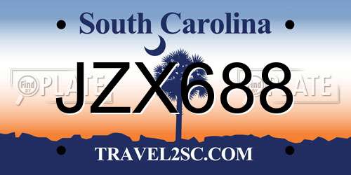 JZX688 South Carolina License Plate