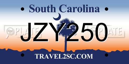 JZY250 South Carolina License Plate