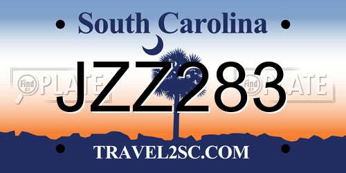 JZZ283 South Carolina License Plate