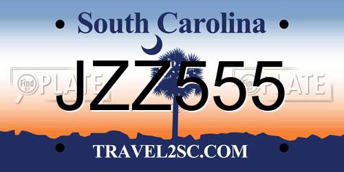 JZZ555 South Carolina License Plate