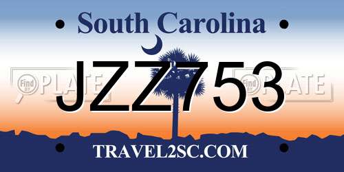 JZZ753 South Carolina License Plate