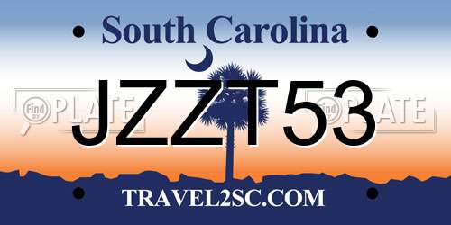 JZZT53 South Carolina License Plate