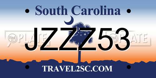 JZZZ53 South Carolina License Plate