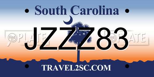 JZZZ83 South Carolina License Plate