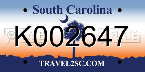 K002647 South Carolina License Plate