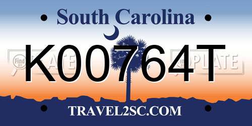 K00764T South Carolina License Plate