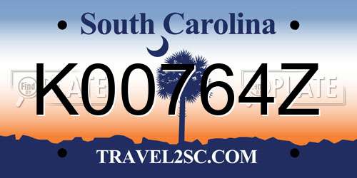 K00764Z South Carolina License Plate