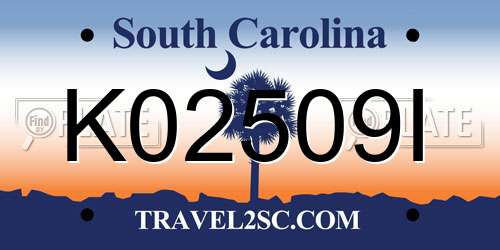 K02509I South Carolina License Plate
