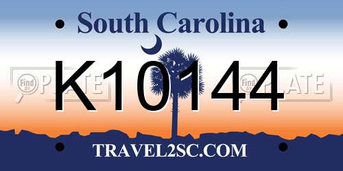 K10144 South Carolina License Plate