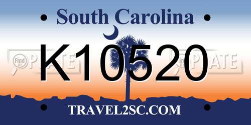 K10520 South Carolina License Plate