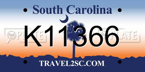 K11366 South Carolina License Plate