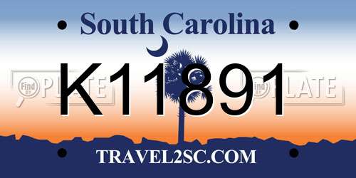 K11891 South Carolina License Plate
