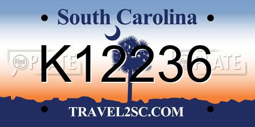 K12236 South Carolina License Plate