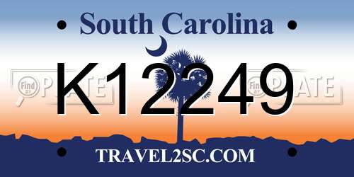 K12249 South Carolina License Plate