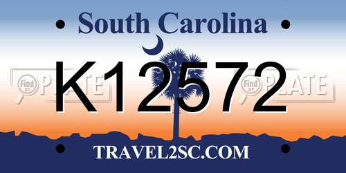 K12572 South Carolina License Plate