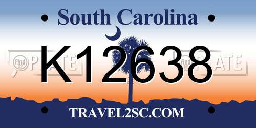 K12638 South Carolina License Plate