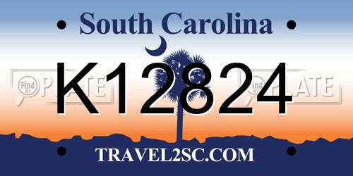 K12824 South Carolina License Plate