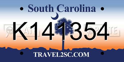 K141354 South Carolina License Plate