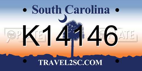 K14146 South Carolina License Plate
