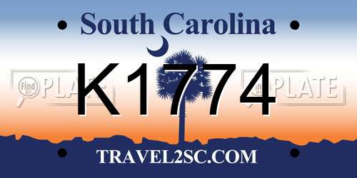 K1774 South Carolina License Plate