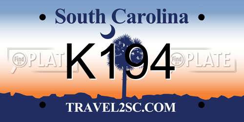 K194 South Carolina License Plate