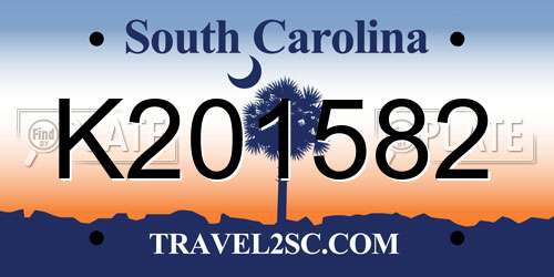 K201582 South Carolina License Plate