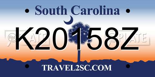 K20158Z South Carolina License Plate