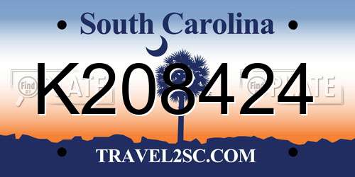 K208424 South Carolina License Plate