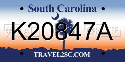 K20847A South Carolina License Plate