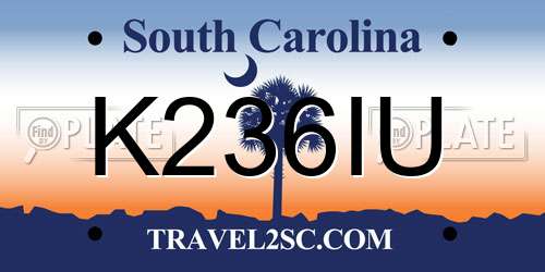 K236IU South Carolina License Plate