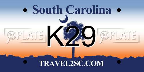 K29 South Carolina License Plate