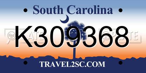 K309368 South Carolina License Plate