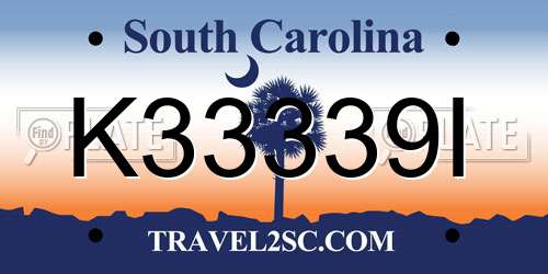 K33339I South Carolina License Plate