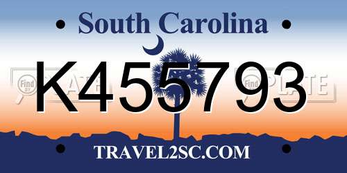 K455793 South Carolina License Plate