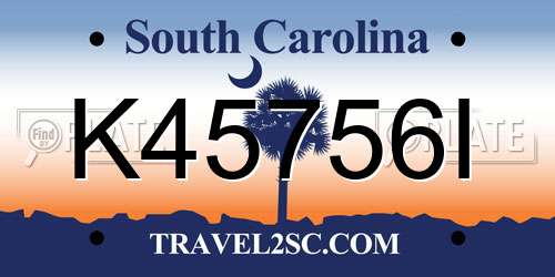 K45756I South Carolina License Plate