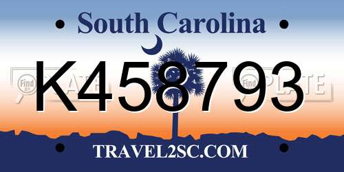 K458793 South Carolina License Plate
