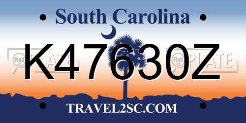 K47630Z South Carolina License Plate