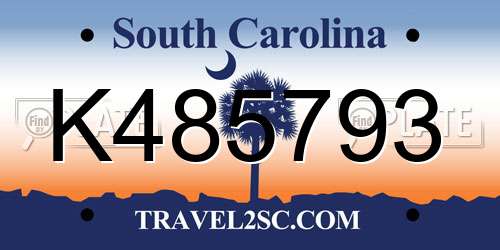 K485793 South Carolina License Plate