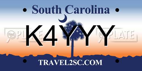 K4YYY South Carolina License Plate
