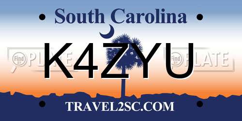 K4ZYU South Carolina License Plate