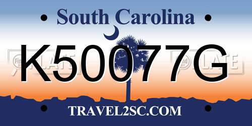 K50077G South Carolina License Plate