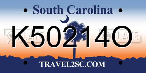 K50214O South Carolina License Plate