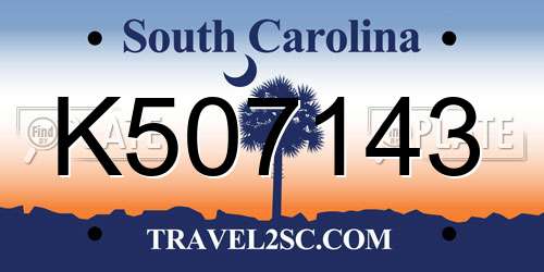 K507143 South Carolina License Plate