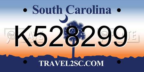 K528299 South Carolina License Plate