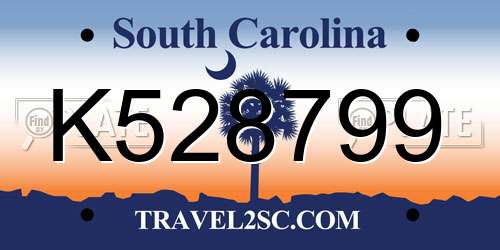 K528799 South Carolina License Plate