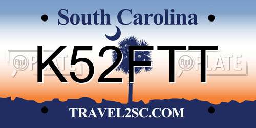 K52FTT South Carolina License Plate
