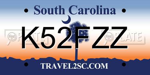 K52FZZ South Carolina License Plate