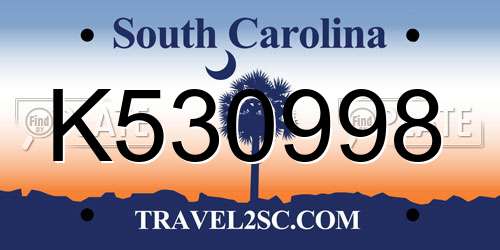 K530998 South Carolina License Plate