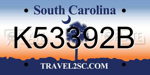 K53392B South Carolina License Plate